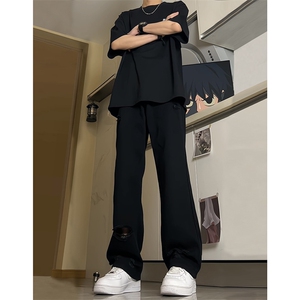 现货 夏季显瘦破洞设计感宽松直筒高街薄款休闲牛仔裤K5802-特P35图片