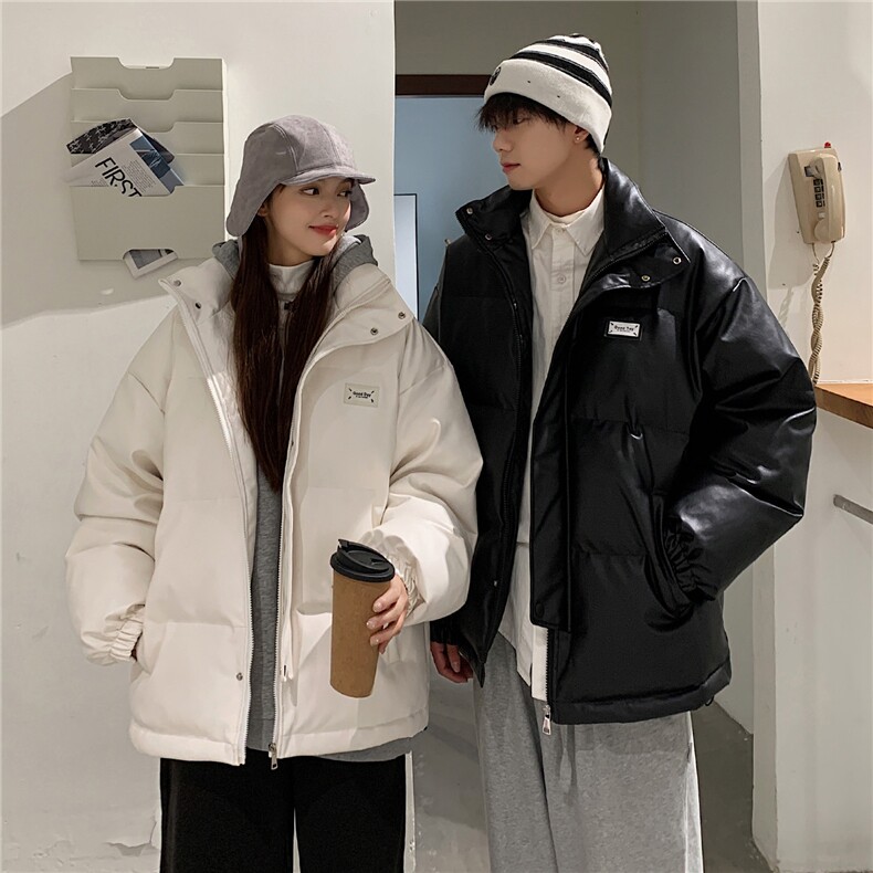 港风冬装宽松pu皮棉衣冬季棉服袄情侣装加厚外套男女S271-P128,男装皮衣,电商A233-1