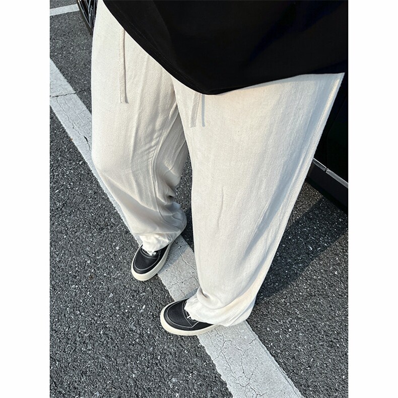 A1788059新款夏季薄款透气耐磨男直筒长裤麻休闲宽松垂感阔腿裤,男装休闲裤,电商A178