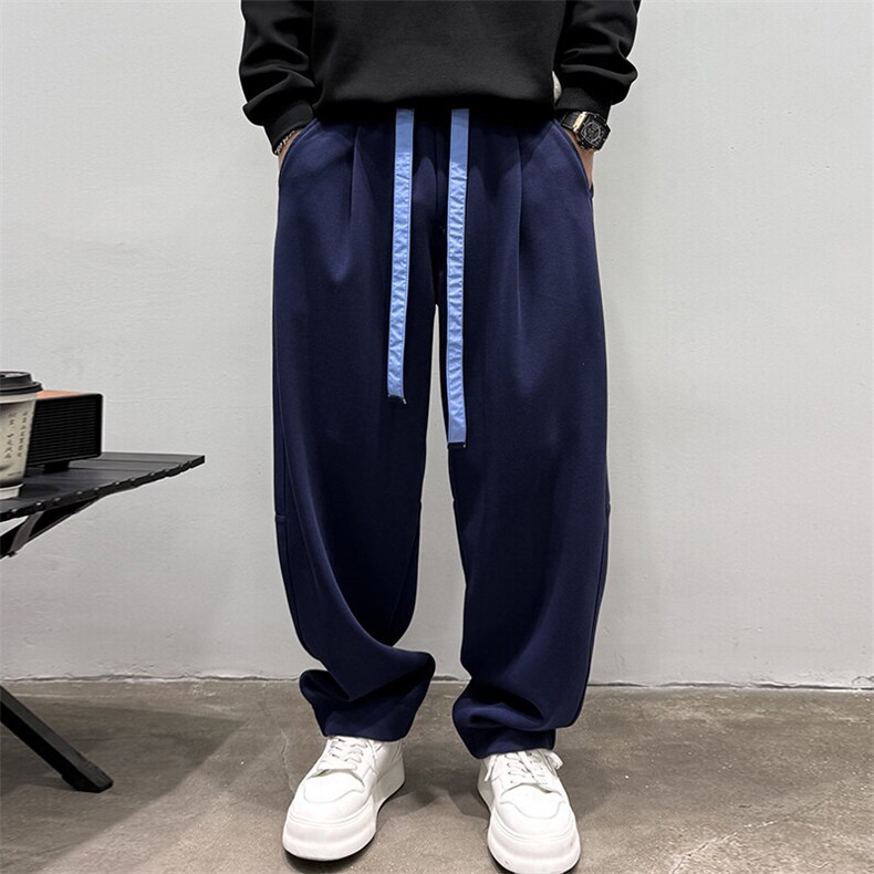 休闲裤撞色卷边运动卫裤宽松微弯刀直筒休闲裤501P80,男装休闲裤,电商B332-1