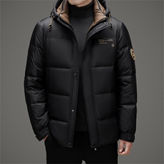 高端羽绒服男2024冬季新款加厚保暖连帽休闲中年爸爸装白鸭绒外套，男装羽绒服，电商B212（原钱塘6029）
