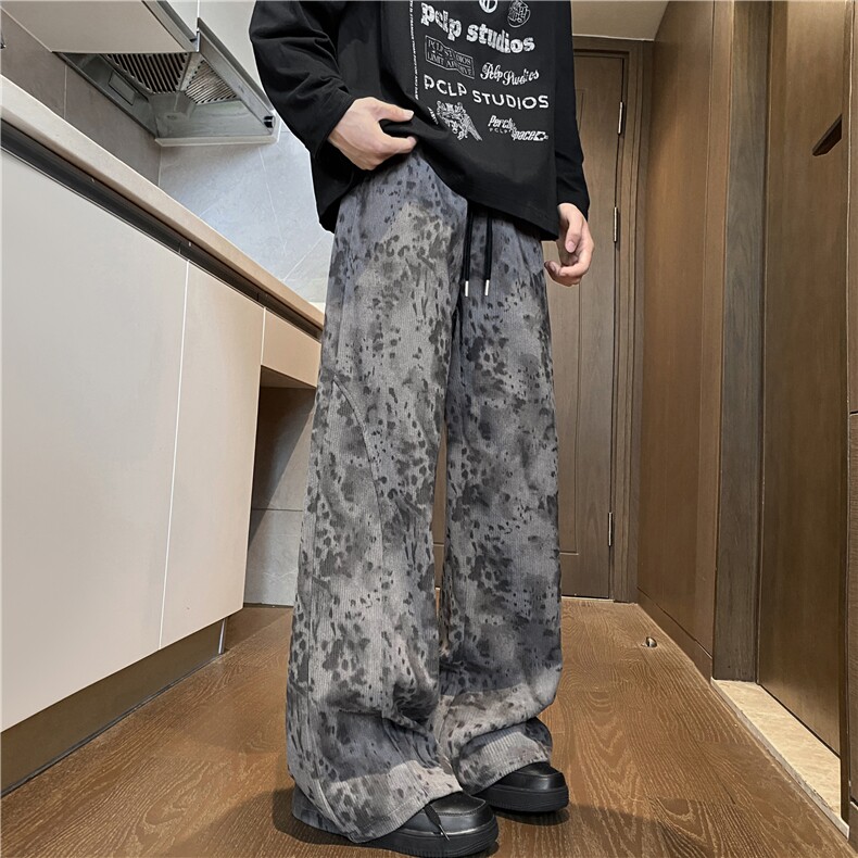 2025秋季美式复古豹纹灯芯绒设计感休闲裤B315-K25342-特p35控68,男装休闲裤,电商B315