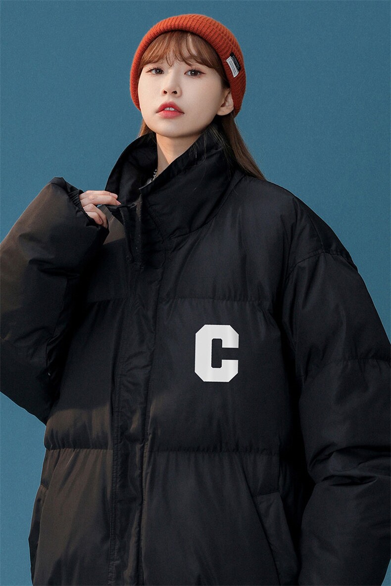 白鸭绒中性22冬季潮流字母C印花抽绳立领羽绒服YR228P195控258,男装羽绒服,A247A