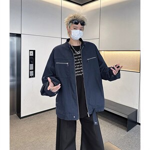 26春装高品质老钱风立领夹克外套男女美式潮牌拉链工装风宽松上衣图片