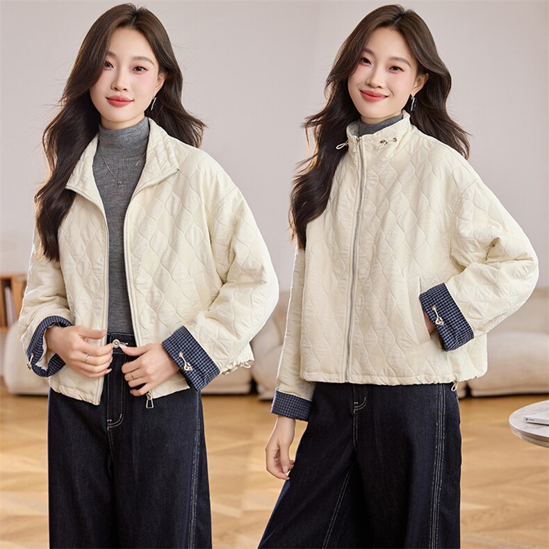 2025年冬季新款简约时尚菱心分隔潮流外套，女装短外套，阿丹
