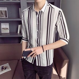 春装新款20218男士短袖衬衫休闲五分袖衬衣男A313-C28-P45图片