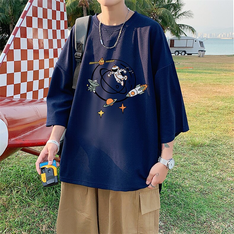 Q11142-P30春夏季七分袖t恤男大码五分袖男短袖中袖,男装T恤,电商A040