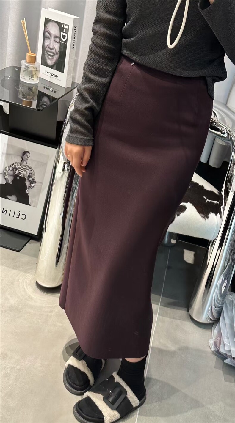 高级欧货高腰纯色显瘦中长款加厚半身裙鱼尾裙,女装半身裙,东正羊绒