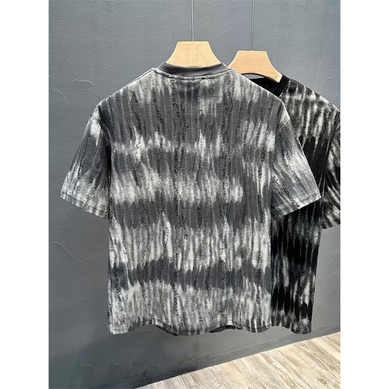 设计感~男装夏季短袖T恤潮牌渐变宽松五分袖衣服情侣装体恤上衣,男装T恤,星座1013