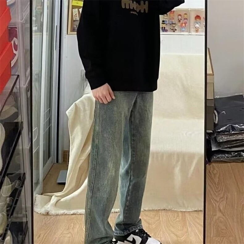 复古水洗做直筒牛仔裤男秋冬潮流高级百搭休闲显瘦长裤801444-p43,男装牛仔裤,星座1008
