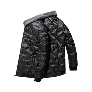 羽绒服可卸羊毛毛领中年男翻领羽绒服防寒纯色羽绒男ZL99667-P225图片