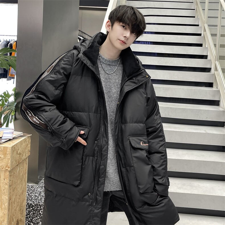 羽绒服男冬季新款港风宽松长款连帽白鸭绒外套YR929-P205(控价258,男装羽绒服,星座214-3