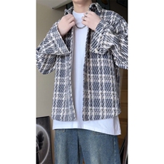 SJ-217-2-JK2416-P65秋季新款宽松小香风格子夹克外套男，男装夹克，星座217-2