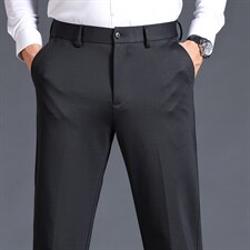 D6817秋冬新款男士弹力纯色休闲大版西裤免烫透气修身长裤P129，男装西裤，电商B360
