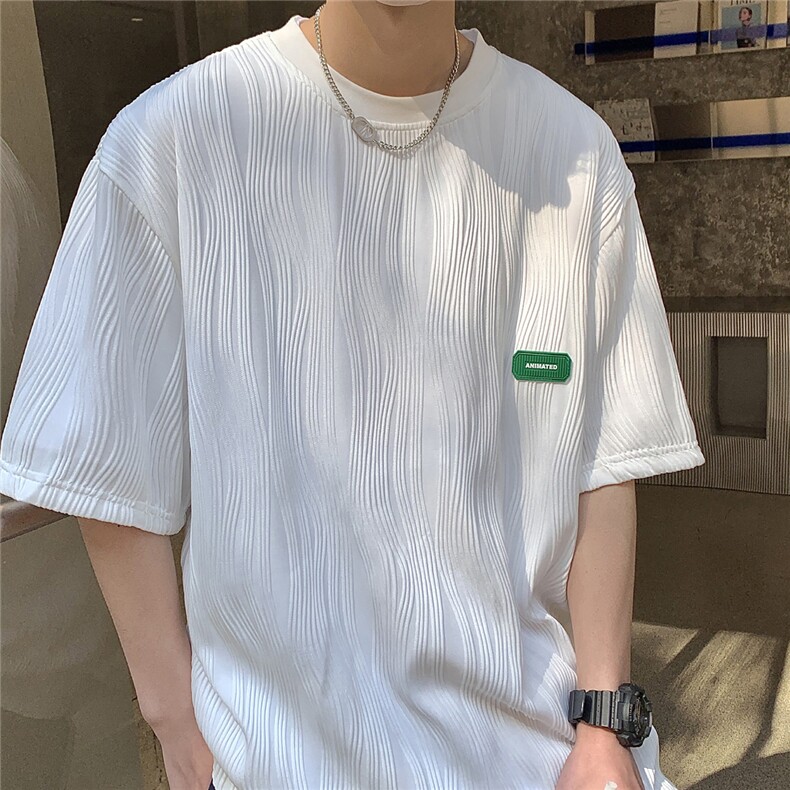 1港风弧形设计短袖T恤大码M-5XL情侣男士短袖T恤男DT8765P30控49,男装T恤,星座226-2