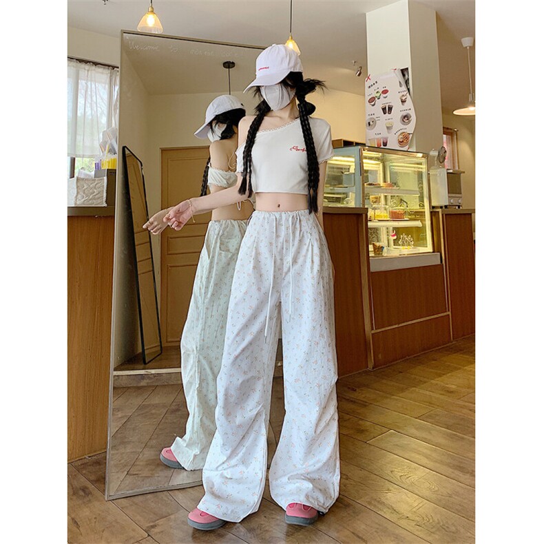 AK2215-P40碎花工装裤女夏季高腰宽松休闲阔腿裤,男装工装外套,星座617A-2