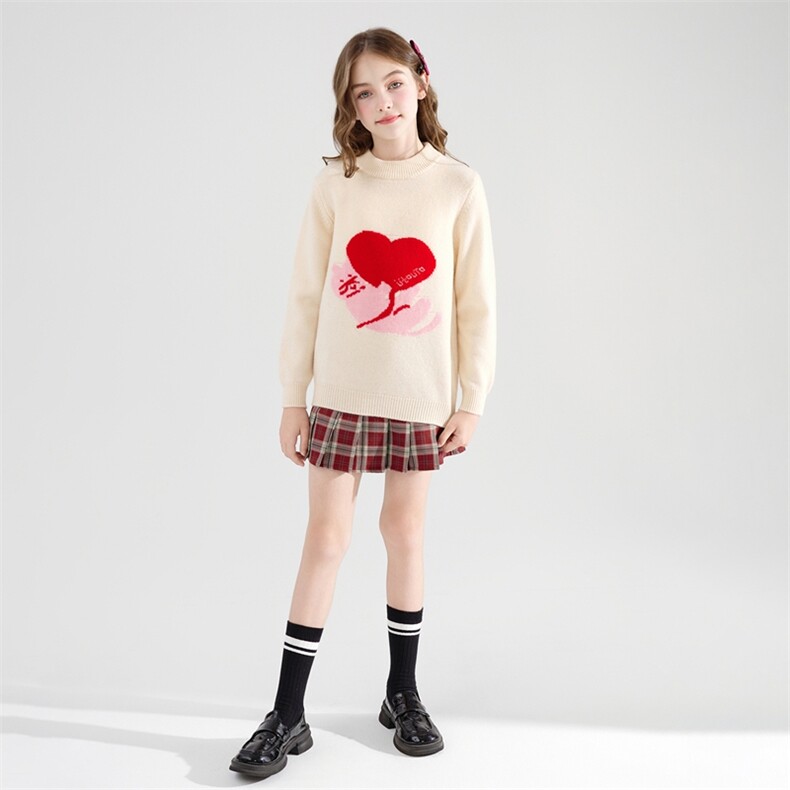 女子儿童时尚百搭通勤四款加厚图案圆领长袖，童装儿童羊毛衫，牧皓研
