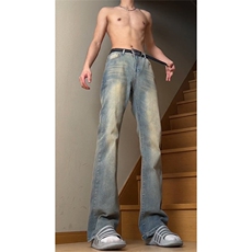 美式高街高腰牛仔裤男水洗复古直筒弯刀微喇裤513ACK2028P35，男装牛仔裤，星座513A