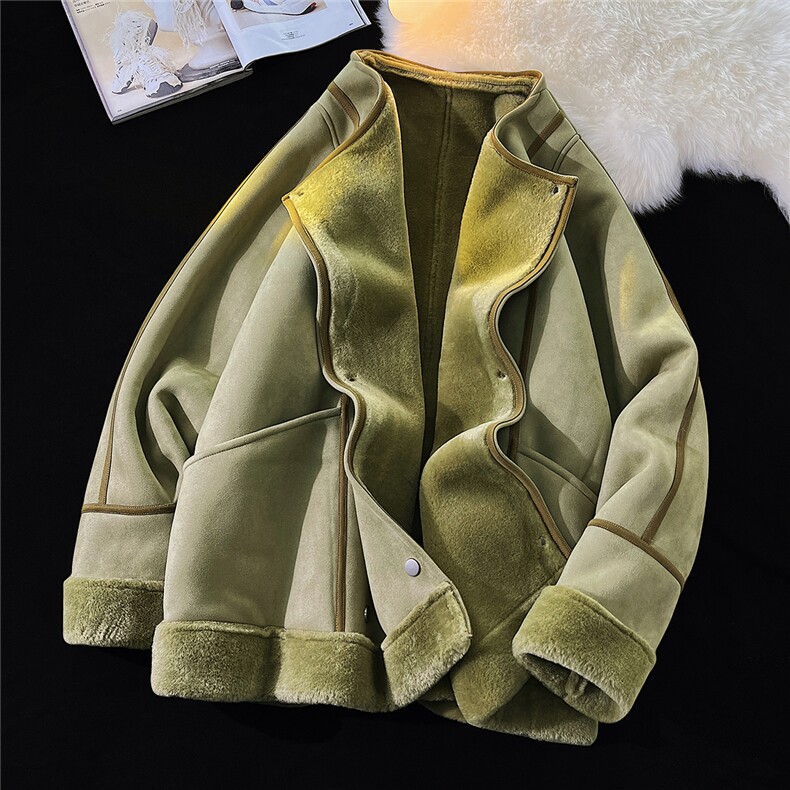 1平铺皮毛一体高级感轻奢机车大码M-5XL棉服外套男8708P158控228，男装棉衣，星座226-2