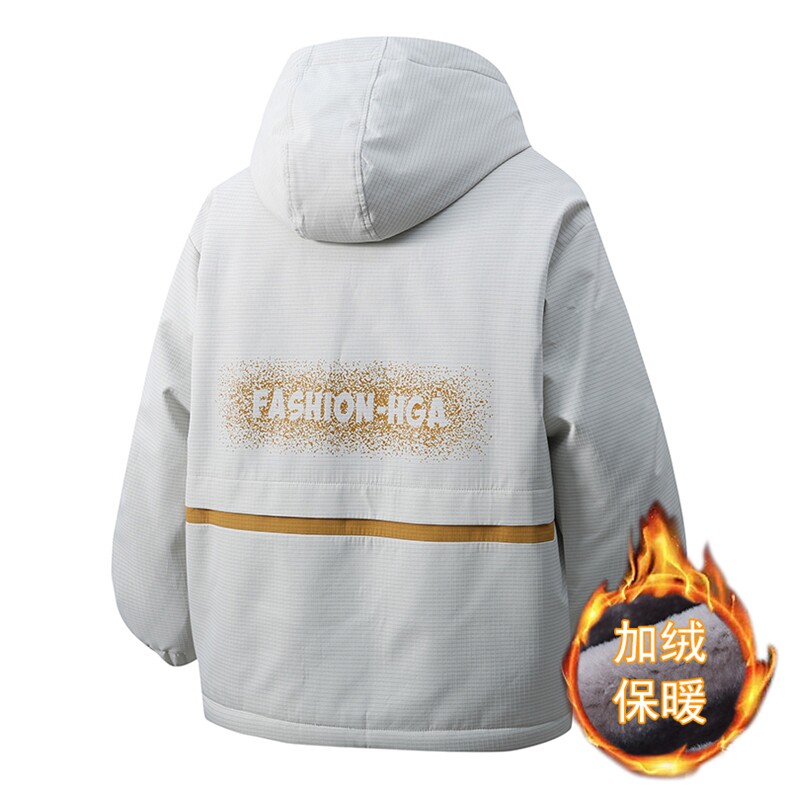 冬季外套加绒加厚大码拼色棉衣连帽宽松保暖褂子A436-JK2565-P90,男装棉衣,电商A436
