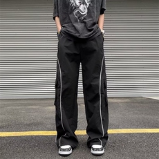 GF2311-P45工装裤男春秋美式复古抽绳宽松大口袋休闲束脚运动裤，男装休闲裤，电商C233