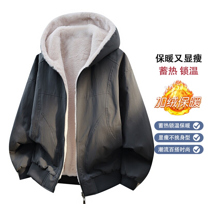 座山雕加绒加厚棉衣外套新款重磅情侣两面穿夹克 A436-8882-P100图片
