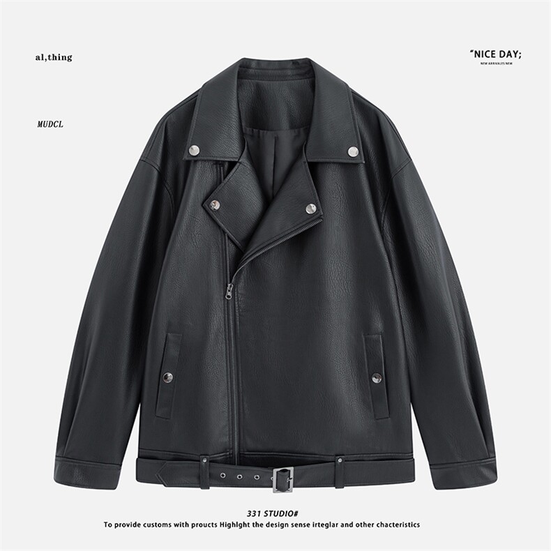 平铺~春季新款斜拉链pu皮夹克机车服外套 K8820/P128图片