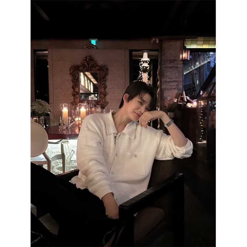 纯色编织粗花呢对称口袋翻领纽扣门襟长袖通勤百搭休闲女外套,女装短外套,星座506A