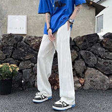 vibe风慵懒裤子男女坠感冰丝阔腿裤高街ins潮休闲拖地裤MC230-P36，男装休闲裤，星座1008-2