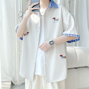 2025 夏季新款 旋律风车大码刺绣短袖衬衫M-5X HC25347-P35图片