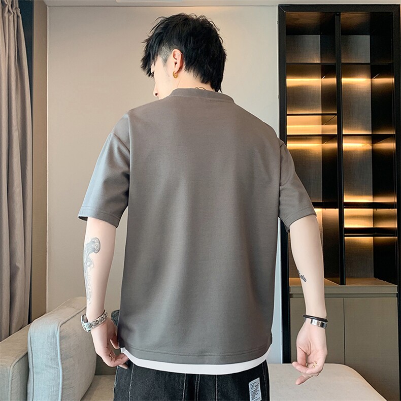 冰氧仿棉短袖店主风体恤休闲百搭刺绣纯色男上衣TC3149-P22控48,男装T恤,星座717