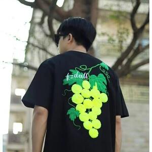 葡萄网球毛巾刺绣短袖男夏季美式设计感半袖重磅t恤LW1022-p43