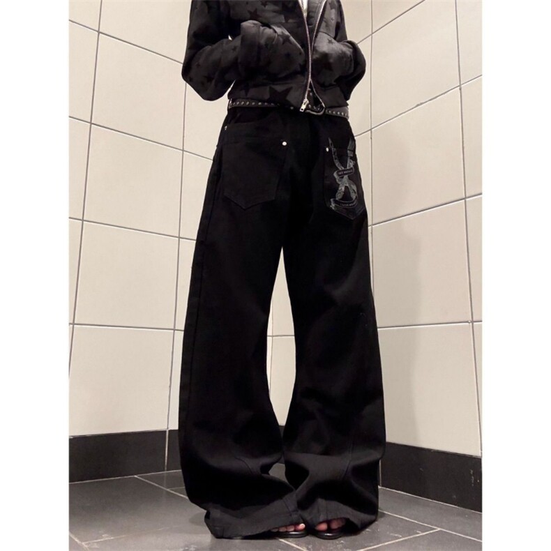 1506-1/GXFG-N600/P67.9美式复古标语字母拼接牛仔裤,男装牛仔裤,星座1506A
