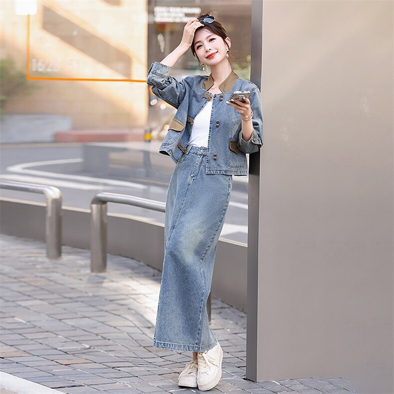 新中式国风牛仔套装女春2025新款减龄漂亮洋气今年流行爆款套装裙,女装套装/套裙,E百度