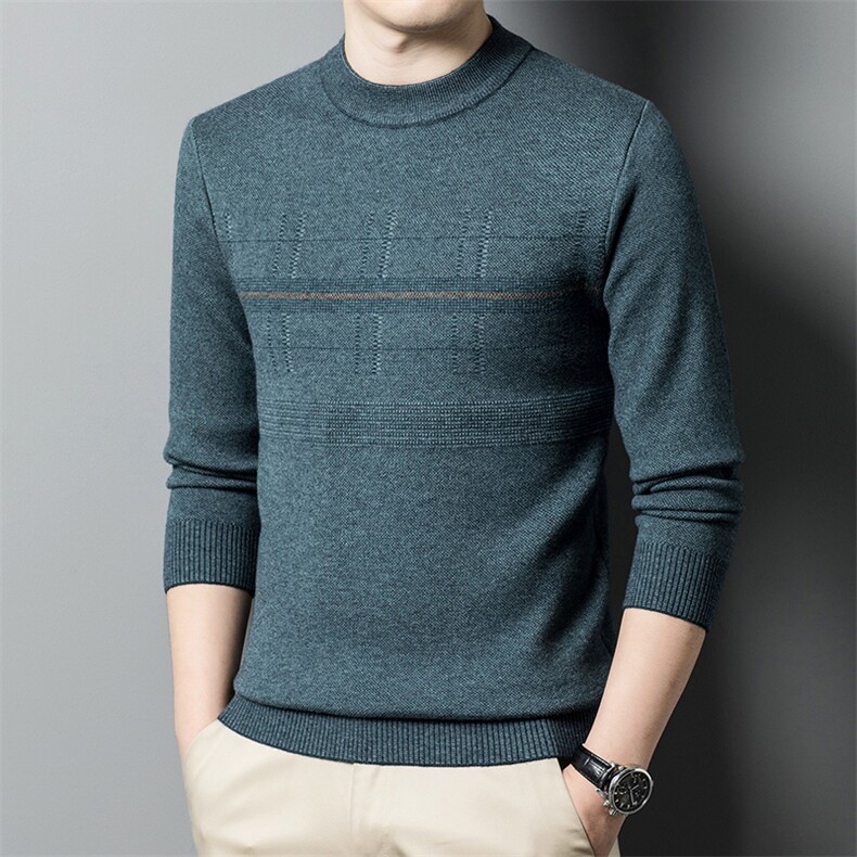毛衣男士加厚保暖一体绒针织衫秋冬季中年商务休闲爸爸装打底衫，男装针织衫/毛衣，电商B212（原钱塘6029）