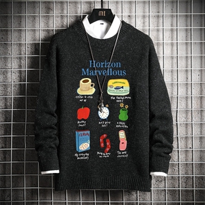 加厚加绒毛衣男大码毛线衣男针织衫 M19356-P45 加绒款-P65 网格图片