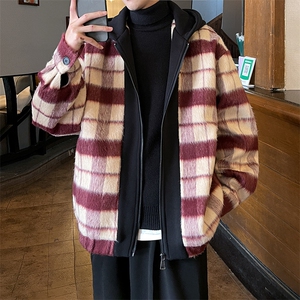 小香风秋装新款拼色男士毛呢港风连帽夹克外套A071-JK108-P125