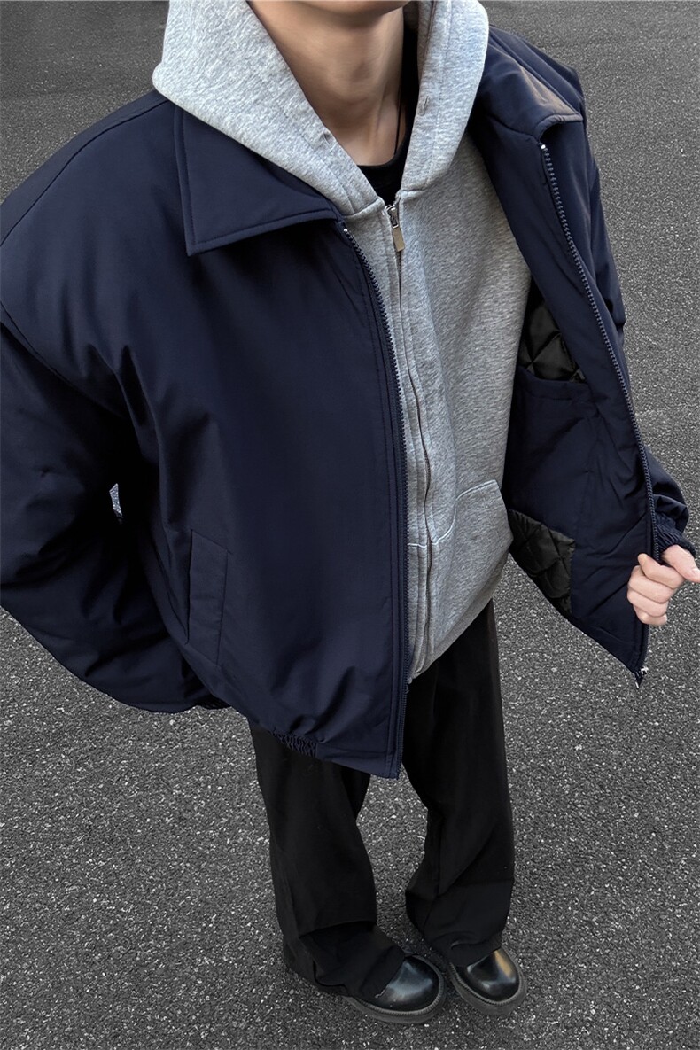 港风2026冬装飞行员夹克棉服厚外套男装冬季宽松翻领棉衣S374特75,男装棉衣,电商A233-1
