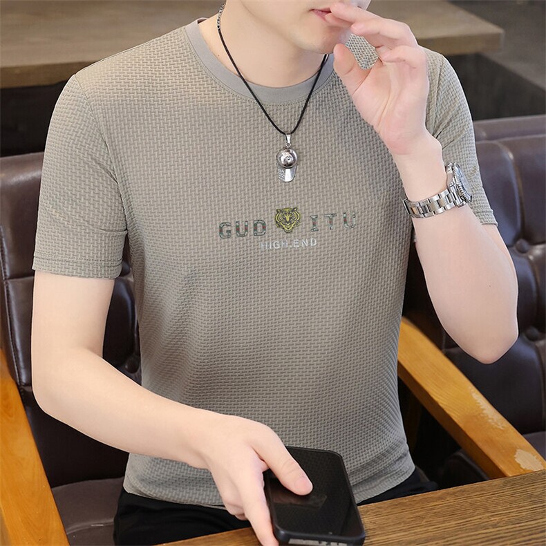 夏季冰丝短袖大码圆领时尚休闲青年修身短袖T恤上衣XD003-P23,男装T恤,星座310B-3