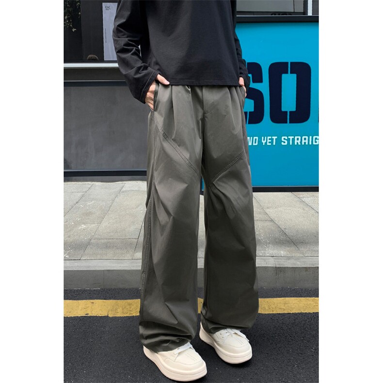 美式斜切褶皱直筒休闲裤男大码潮牌阔腿工装裤K24125-特P28控58图片
