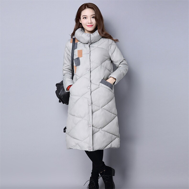 加厚长袖排扣纯色棉衣/棉服简约百搭甜美直筒长款2020年冬季,女装棉衣/棉服,独衣靓