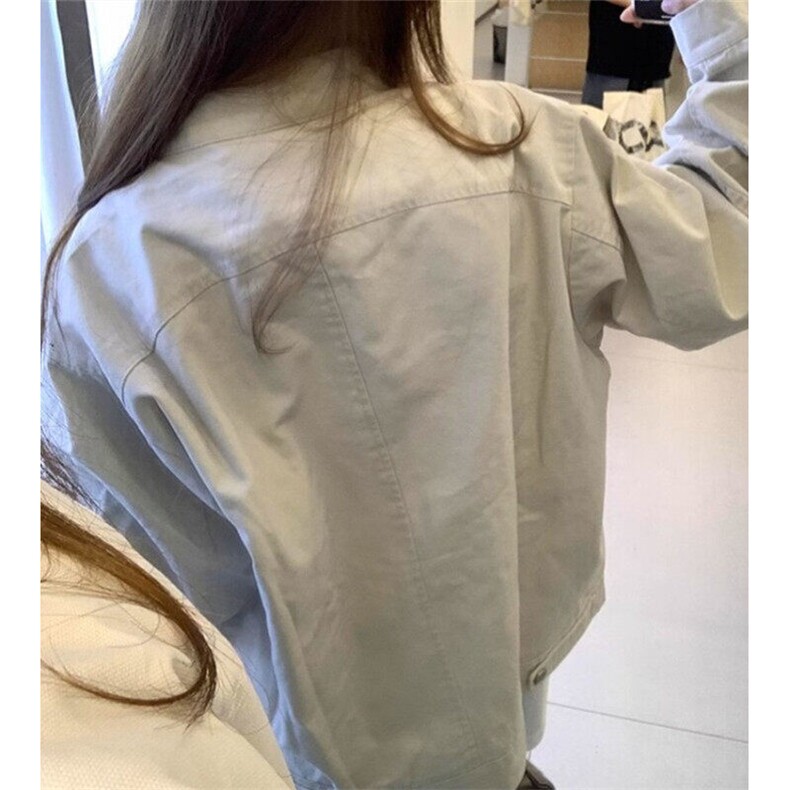 水洗牛仔外套女春秋季款美式复古立领工装夹克JK7710,男装夹克,星座1116A（原606A-3）