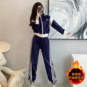 2024春四条杠休闲运动卫衣套装女小个子炸街洋气外套卫裤两件套图片