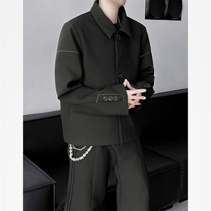 【有货】DXZ54-P65黑色短款垫肩西装外套男老钱风穿搭dk西服夹克