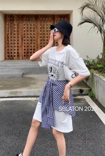 格子平接连衣连衣群，女装，雪蘭桐