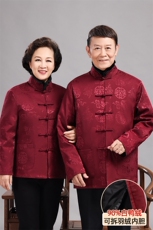 情侣风唐装男女可脱卸羽绒服90白鸭绒中老年冬羽绒服唐装外套，男装羽绒服，钱塘723