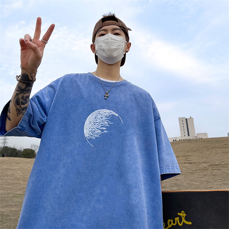 量大优可供抖音视频支持得物品质配合二开美式水洗短袖t恤SX71,男装T恤,电商A486