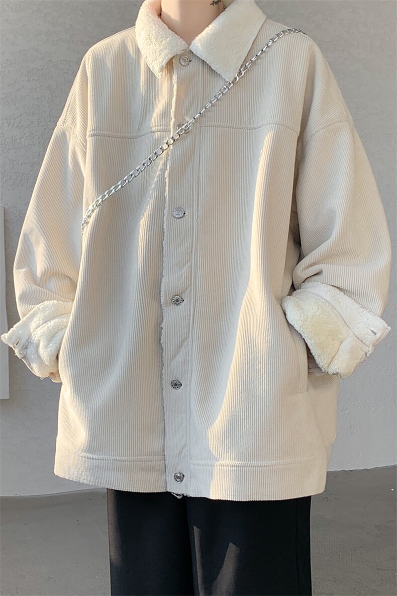 8XL-M特大码港风灯芯绒翻领夹克男羊羔毛棉衣棉服外套JK1307P68,男装夹克,电商D206-1