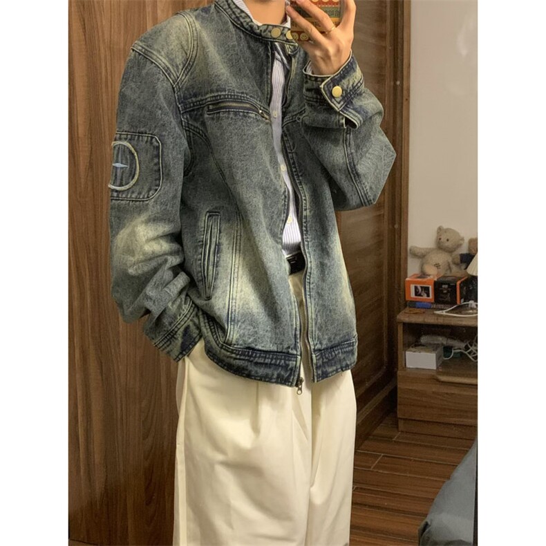 【有货】美式复古水洗做旧牛仔外套男女春秋短款夹克W353WW-特P75,男装夹克,星座1007（原301D）