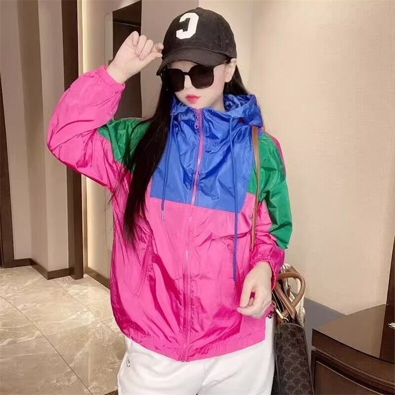 欧货新款防晒衣女2025春夏季拼接撞色宽松百搭连帽长袖薄款防晒服,男装防晒衣,星座1210-1